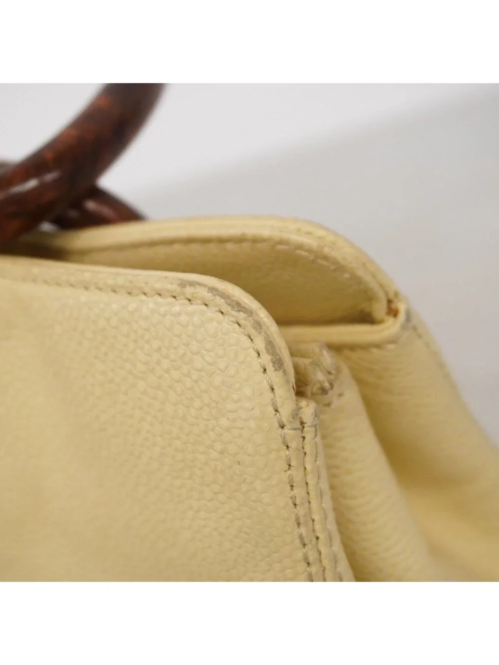 Chanel Handbag Caviar Leather Ivory Gold
